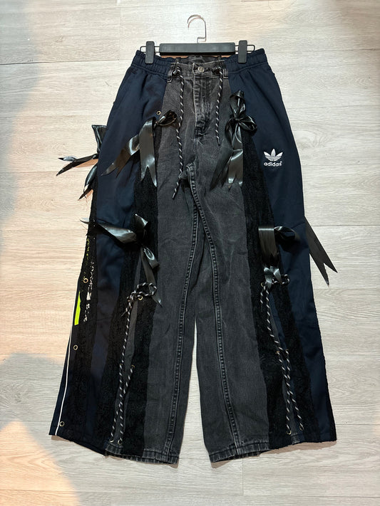 Adidas Remake Ribbon Pants (黑拼黑 冇白色間條邊)