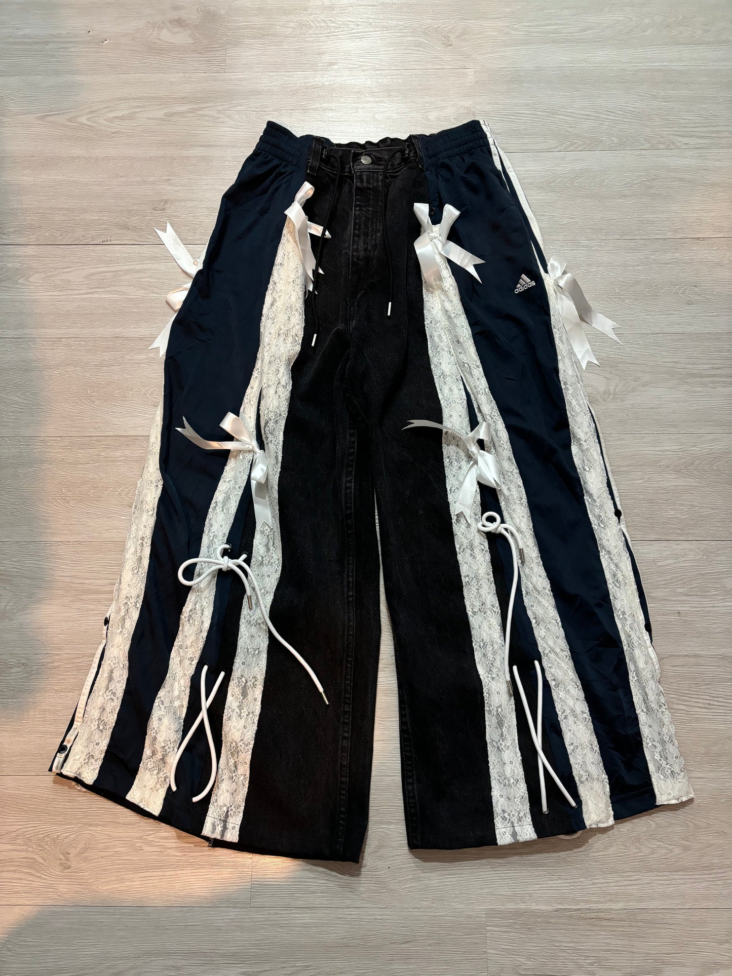 Adidas Remake Ribbon Pants (黑拼深藍)
