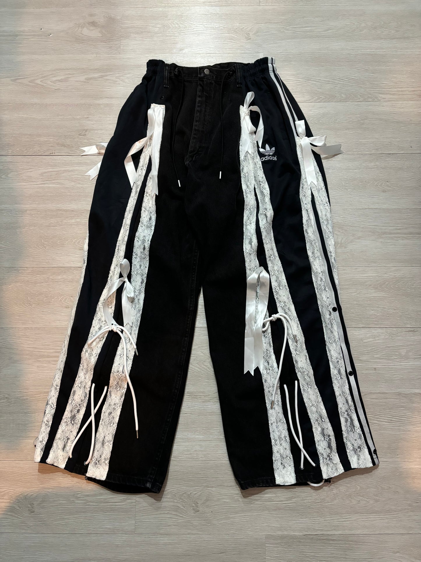Adidas Remake Ribbon Pants (黑色拼黑色)