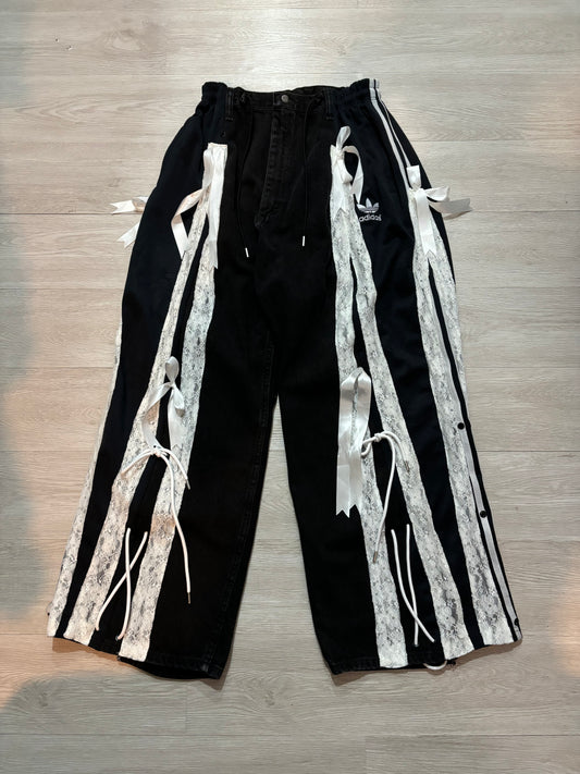 Adidas Remake Ribbon Pants (黑色拼黑色)