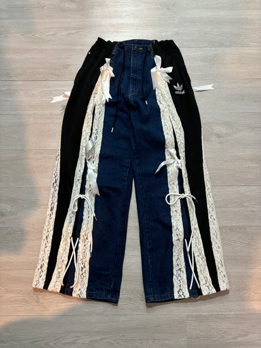 Adidas Remake Ribbon Pants (藍拼黑)