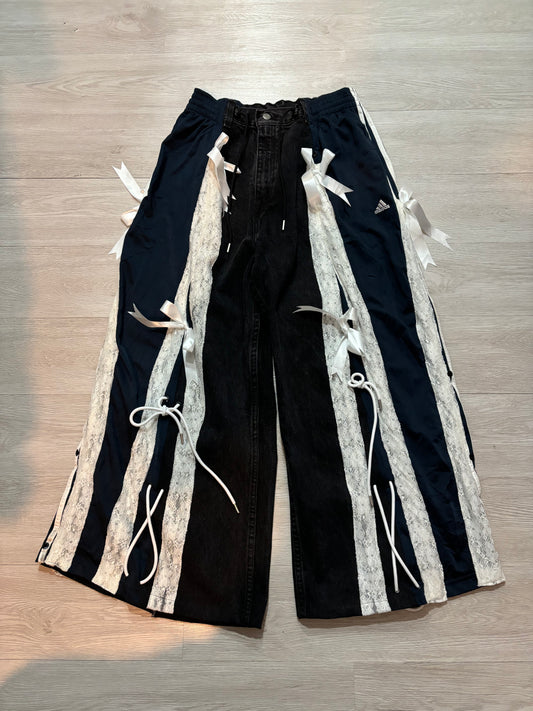 Adidas Remake Ribbon Pants (黑拼深藍)