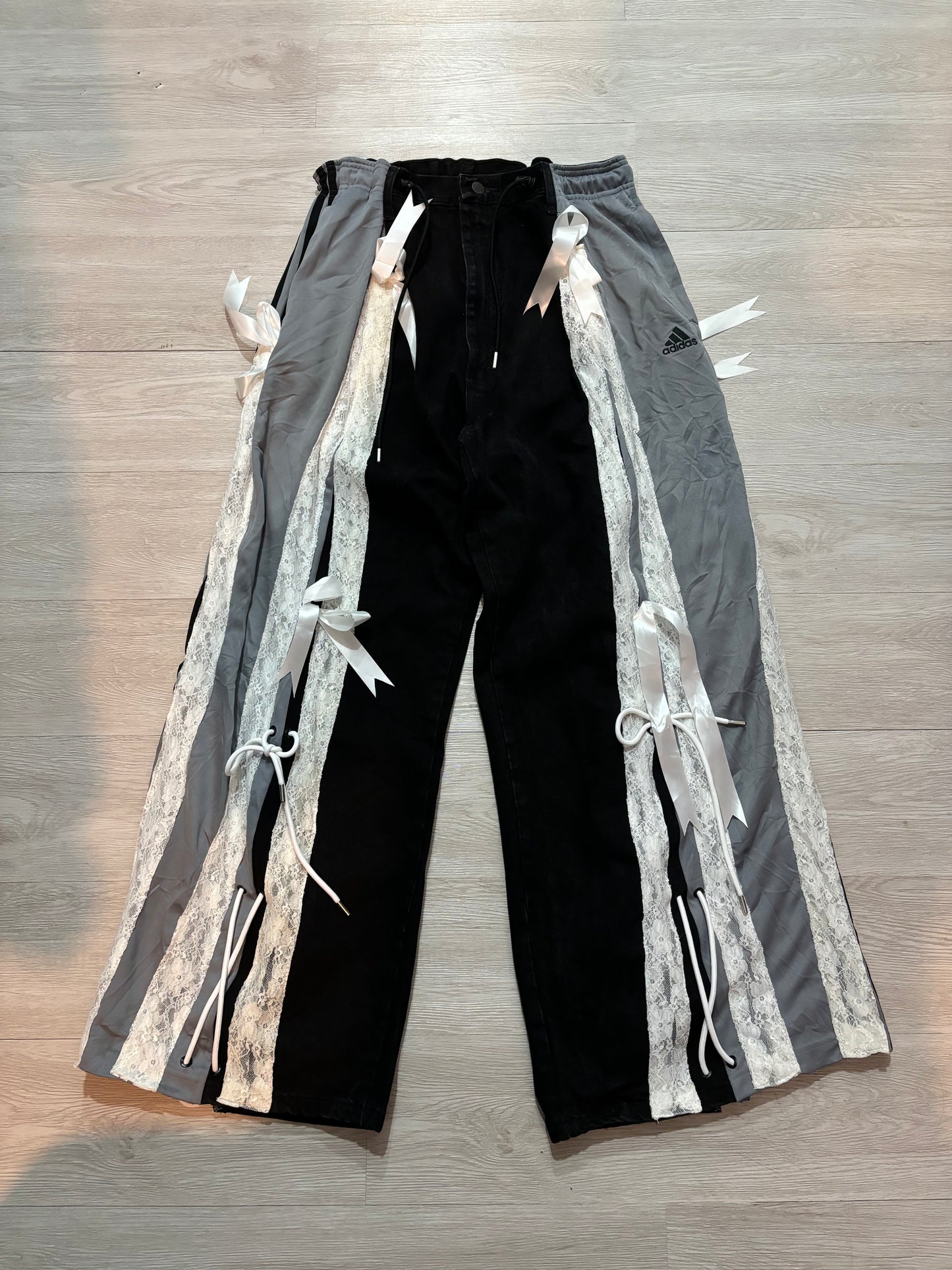 Adidas Remake Ribbon Pants (黑拼灰)